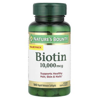 Nature's Bounty, Biotină, 10.000 mcg, 180 de capsule moi cu eliberare rapidă