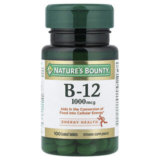Nature's Bounty, Витамин B12, 1000 мкг, 100 таблеток, покрытых оболочкой
