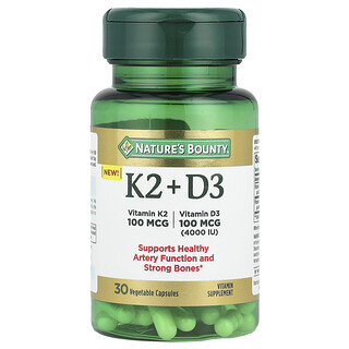 Nature's Bounty, Vitaminas K2 y D3, 30 cápsulas vegetales