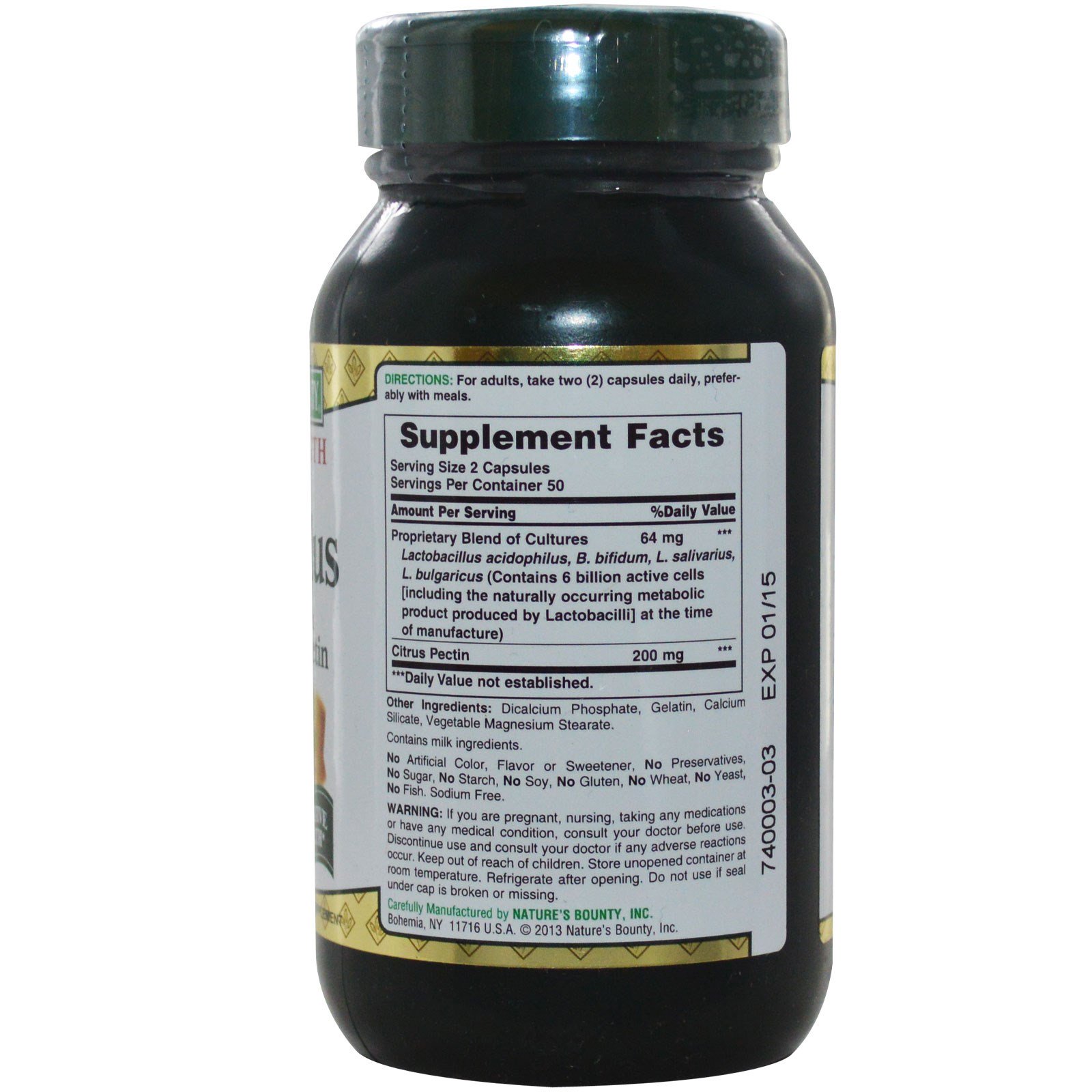 Nature's Bounty, Acidophilus, Extra Strength, Probiotic, with Pectin, 100 Capsules iHerb