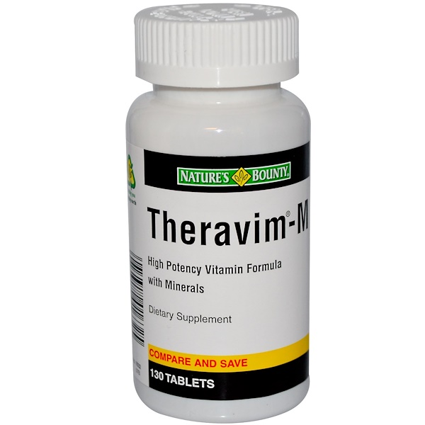 Nature's Bounty, Theravim -M, Витаминная формула с минералами, высокая эффективность 130 таблеток (Discontinued Item) 