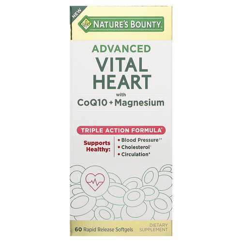 Nature's Bounty Advanced Vital Heart with CoQ10 + Magnesium , 60 Rapid Release Softgels