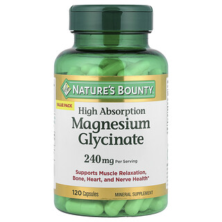 Nature's Bounty, Glicinat de magneziu, absorbție ridicată, 120 capsule (120 mg per capsulă)