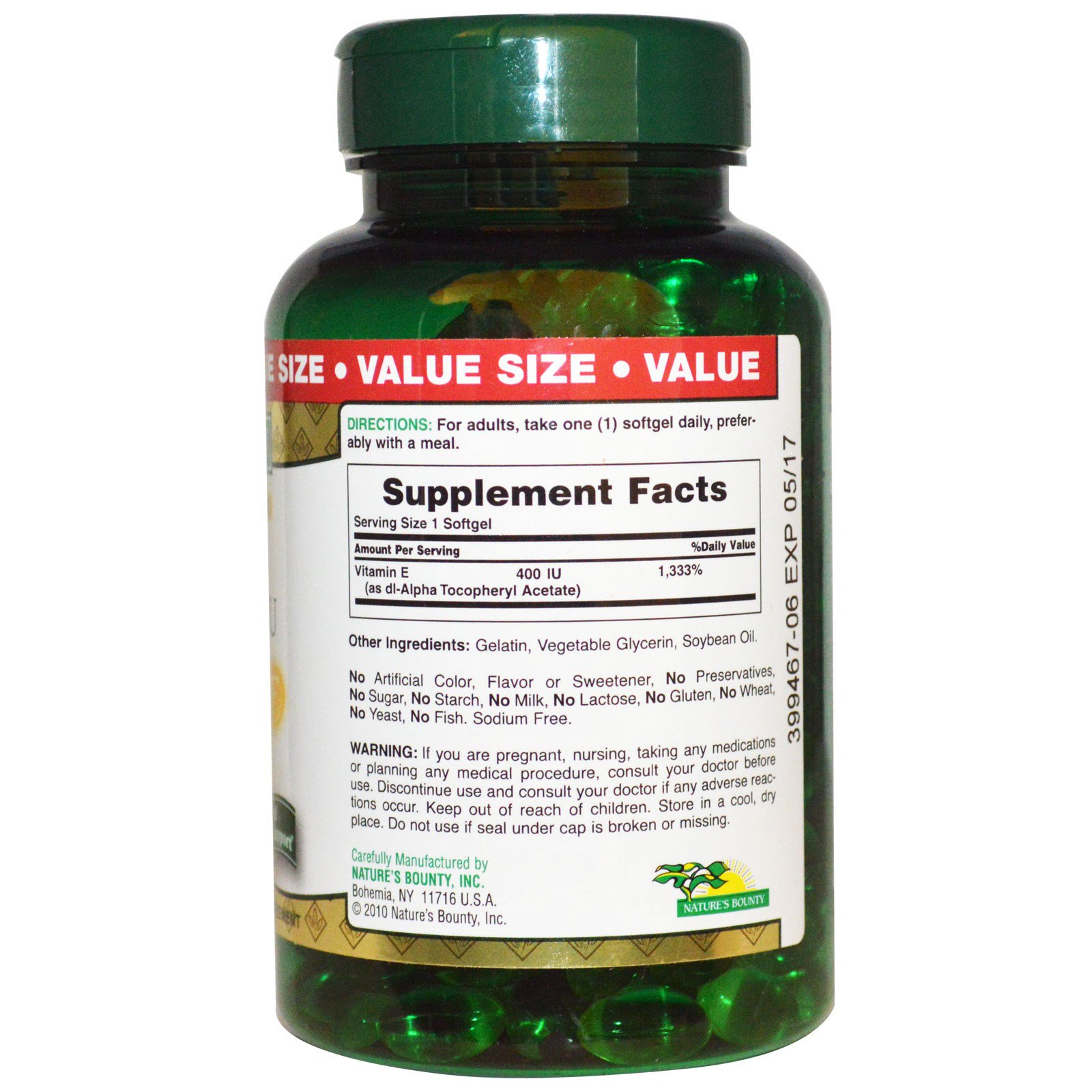 Natures Bounty E 400 Iu Pure Dl Alpha 250 Softgels Discontinued Item