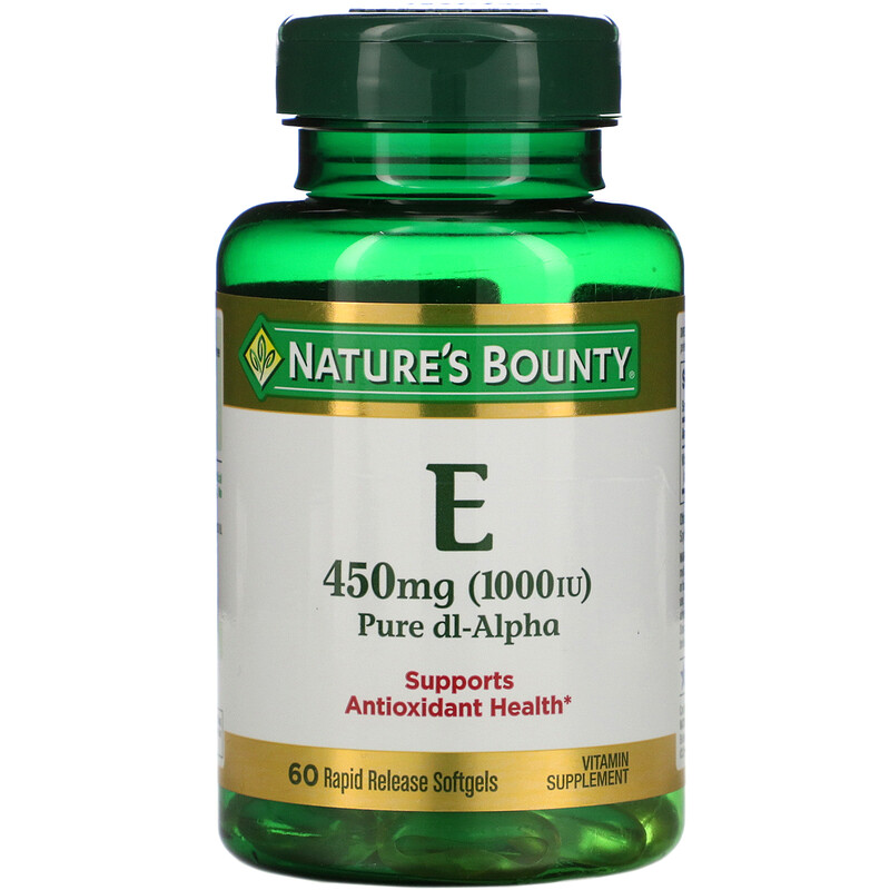 Nature's Bounty, Vitamin E, Pure DlAlpha, 450 mg (1,000 IU), 60 Rapid