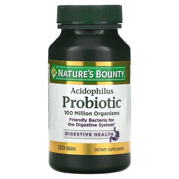 Nature's Bounty, пробиотик с ацидофильными лактобактериями, 120 таблеток