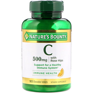 Натурес Баунти, Vitamin C with Rose Hips, Natural Orange Flavor, 500 mg, 90 Chewable Tablets отзывы