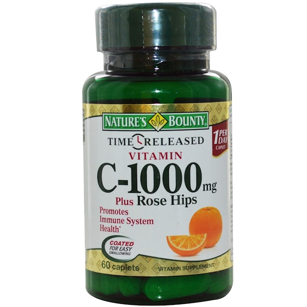 Nature's Bounty, C-1000 mg, Plus Rose Hips, Time Released, 60 Caplets (Discontinued Item) 