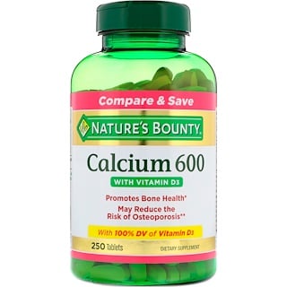 Nature's Bounty, Kalzium 600 mit Vitamin D3, 250 Tabletten