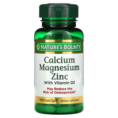 

Nature's Bounty, Calcium Magnesium Zinc with Vitamin D3, 100 Coated Caplets