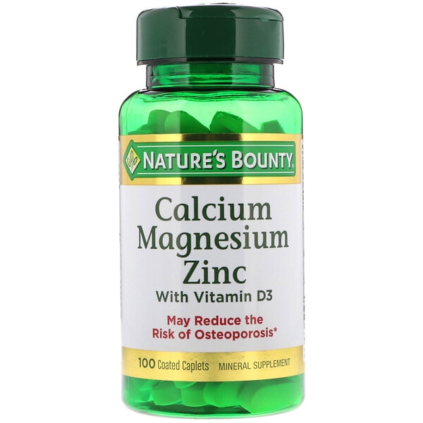 Nature's Bounty, Calcium Magnesium Zink mit Vitamin D3, 100 beschichtete Kapseln