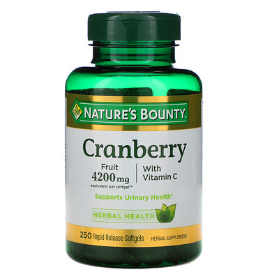 Nature's Bounty Cranberry with Vitamin C, 250 Rapid Release Softgels