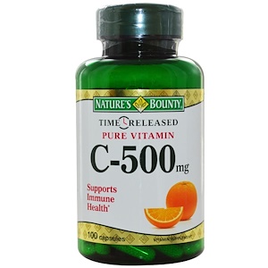 Nature's Bounty, Чистый витамин С с отсроченным высвобождением, 500 мг, 100 капсул