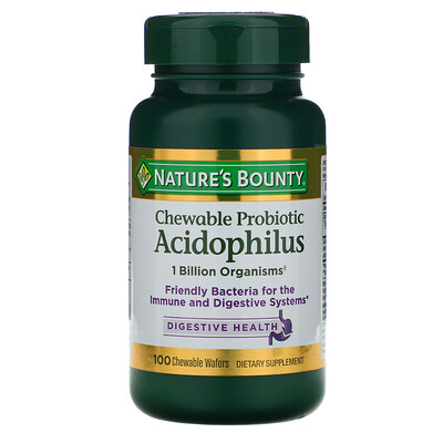 

Nature's Bounty Chewable Probiotic Acidophilus, Natural Strawberry Flavor, 100 Chewable Wafers