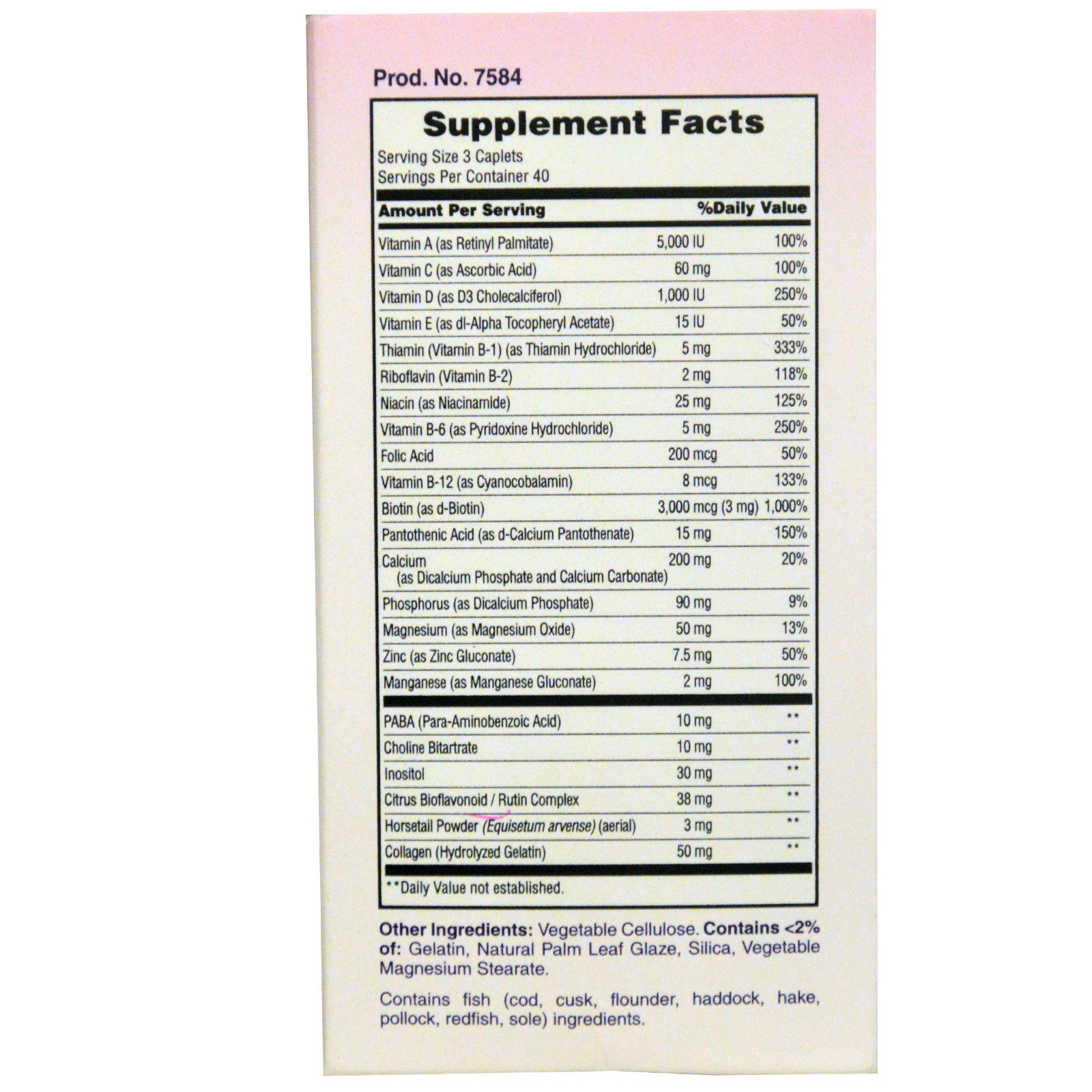 Hair Skin And Nails Nutrition Facts – Runners High Nutrition