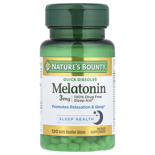 Nature's Bounty, Melatonin, Natural Cherry, 3 mg, 120 Quick Dissolve Tablets
