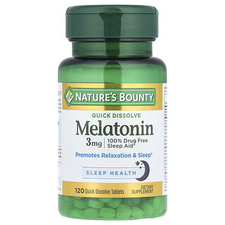Nature's Bounty, Melatonin, naturlig kirsebær, 3 mg, 120 Hurtigoppløselige tabletter