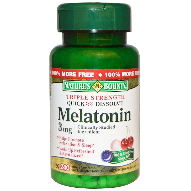 Nature's Bounty, Triple Strength Melatonin, Cherry Flavored, 3 mg, 240
