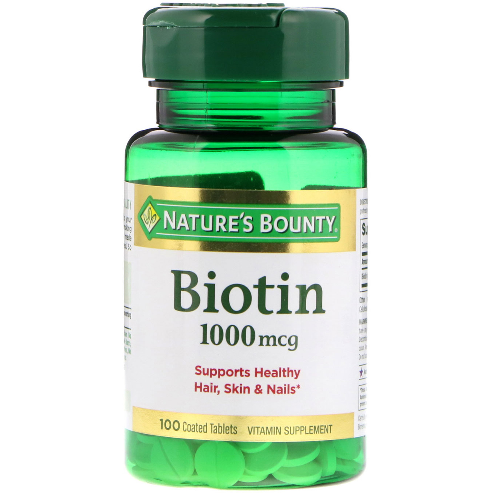 Nature's Bounty, Biotin, 1,000 mcg, 100 Coated Tablets - iHerb