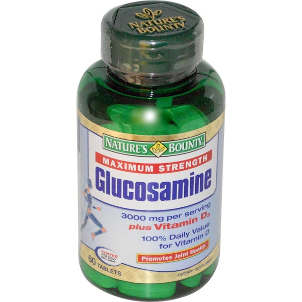 Nature's Bounty, Глюкозамин максимальной силы, с витамином D3, 3000 мг, 60 таблеток (Discontinued Item) 