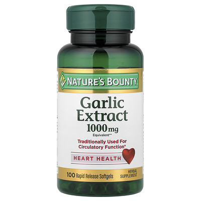 Nature's Bounty, Extracto de ajo, 1000 mg, 100 cápsulas blandas de liberación rápida
