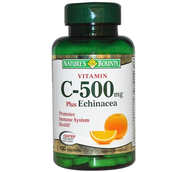 Nature's Bounty, Vitamin C, Plus Echinacea, 500 mg, 100 Caplets (Discontinued Item) 