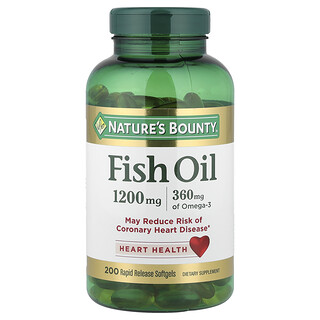Nature's Bounty, Fiskolja, 1 200 mg, 200 snabbverkande mjukgelkapslar