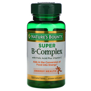 Nature's Bounty, Complexo Super-B com Ácido Fólico Mais Vitamina C, 150 Comprimidos