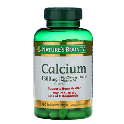 Nature's Bounty Кальций с витамином D3, 1200 мг, 120 мягких таблеток с быстрым высвобождением