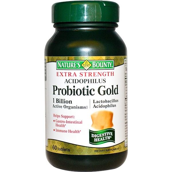 Nature's Bounty, Экстра сильный пробиотик ацидофилус золотого класса, 60 таблеток (Discontinued Item) 