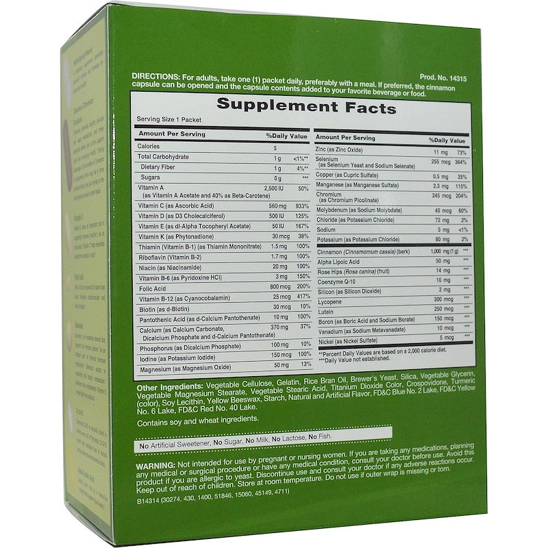 Nature's Bounty, Diabetes Support Packs, Multivitamin & Multimineral