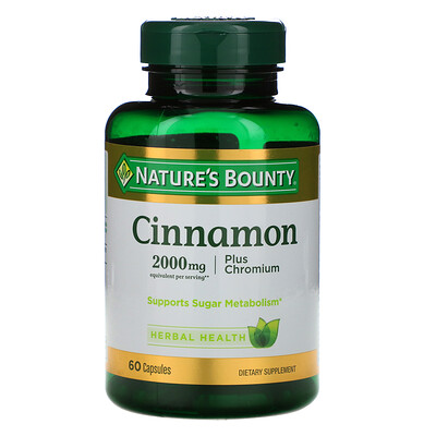 Nature's Bounty Cinnamon Plus Chromium, 2,000 mg, 60 Capsules