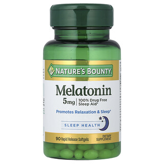 Nature's Bounty, Melatonin, 5 mg, 90 hurtigvirkende mykgeler