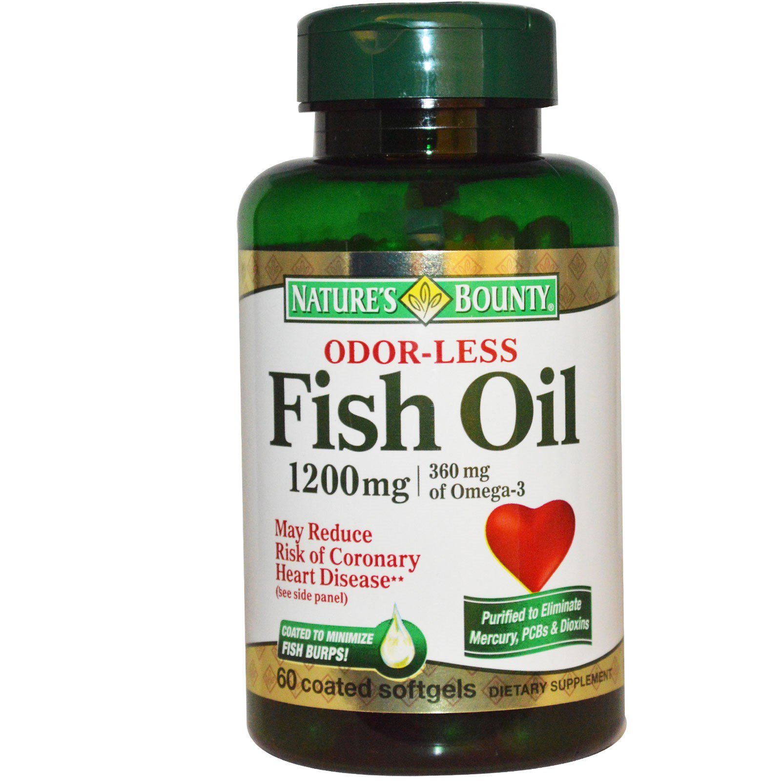 Nature S Bounty Fish Oil Odor Less 1200 Mg 60 Coated Softgels Iherb