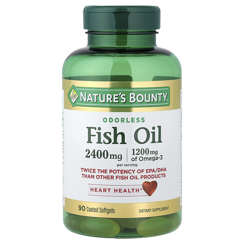 Nature's Bounty, Fish Oil, Odorless , 90 Coated Softgels (1,200 mg per Softgel)