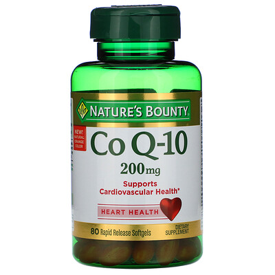 Nature's Bounty Коэнзим Q-10, 200 мг, 80 мягких желатиновых капсул с быстрым высвобождением