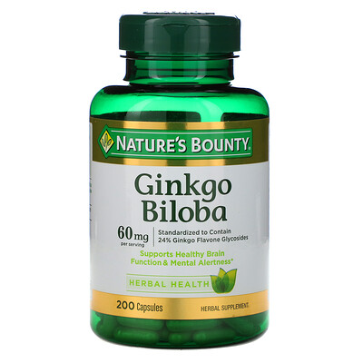 Nature's Bounty Гинкго двулопастный, 60 мг, 200 капсул