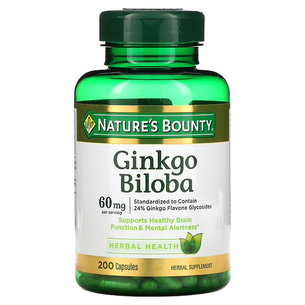 Nature's Bounty, Ginkgo Biloba, 60 mg, 200 Kapseln