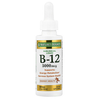 Nature's Bounty, Dilaltı Sıvı, Vitamin B12, 5.000 mcg, 2 fl oz (59 ml)