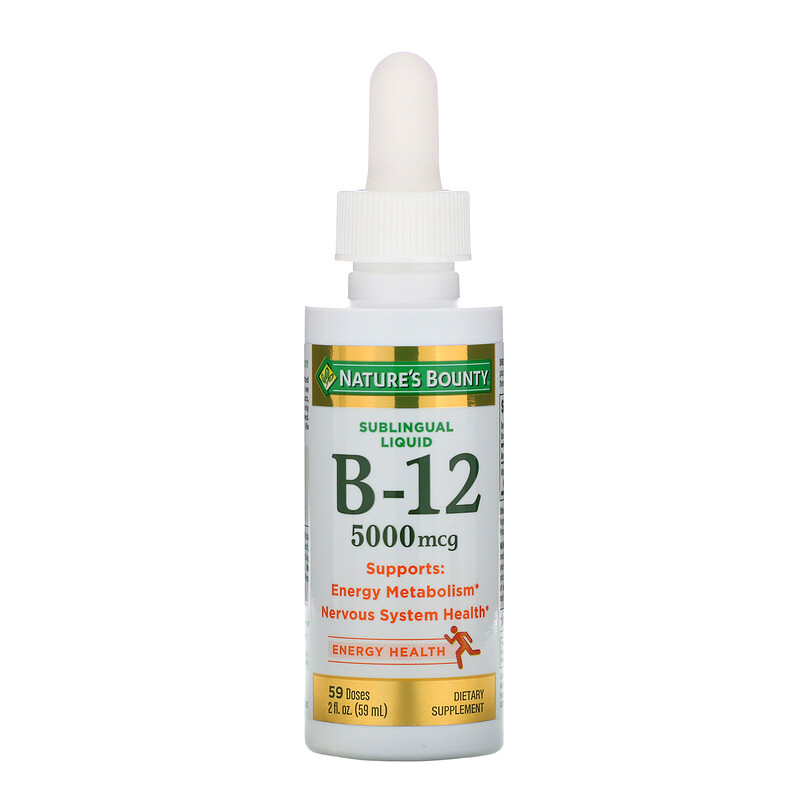 Nature's Bounty, Sublingual Liquid, Vitamin B12, 5,000 mcg, 2 fl oz (59