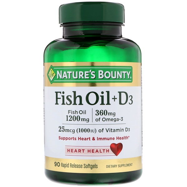 Nature's Bounty, Fish Oil + D3, 90 Rapid Release Softgels