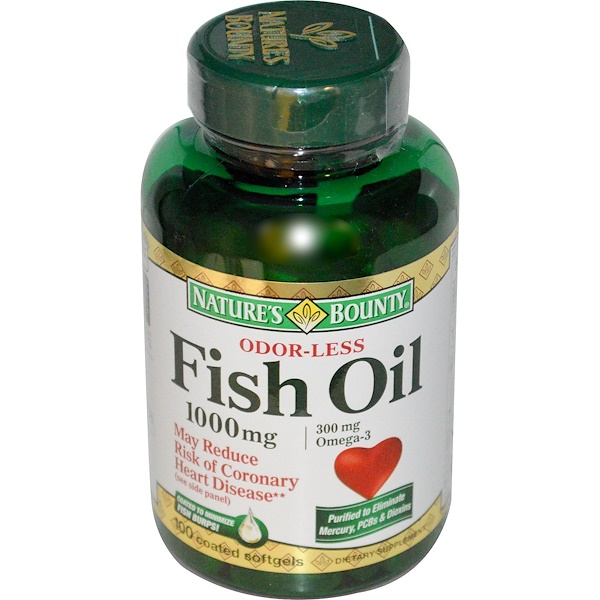 Nature's Bounty, Омега-3 рыбий жир без запаха, 1000 мг, 100 мягких капсул (Discontinued Item) 