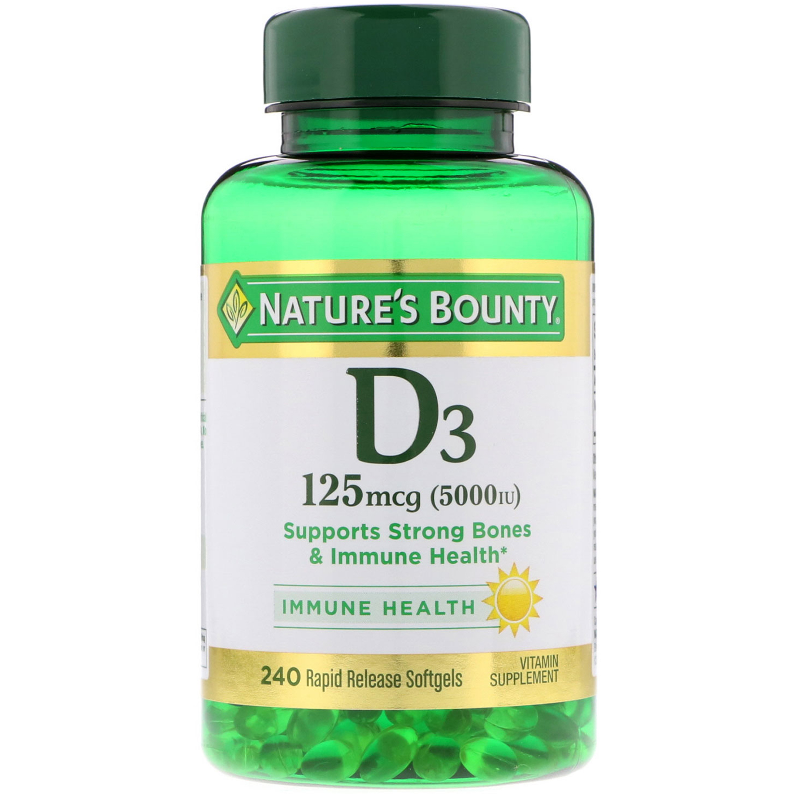 Natures Bounty D3 125 Mcg 5 000 Iu 240 Rapid Release Softgels Iherb