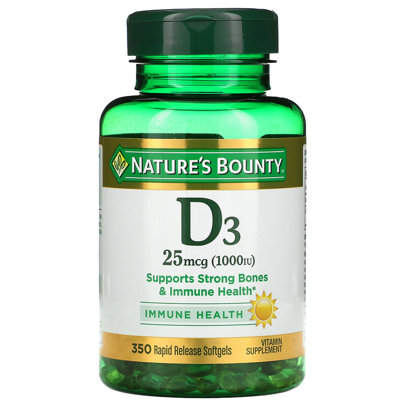 Nature's Bounty, D3, Immune Health, 25 mcg (1,000 IU), 350 Rapid