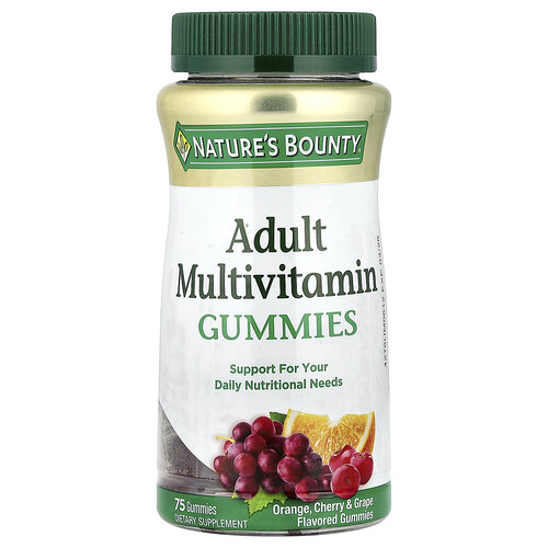 Nature's Bounty, Multivitamin-Fruchtgummis für Erwachsene, Orangen-, Kirschen- & Traubengeschmack, 75 Fruchtgummis