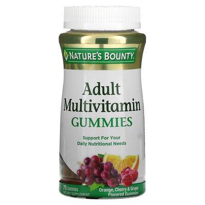 

Nature's Bounty Мультивитаминные жевательные конфеты для взрослых вкусом апельсина вишни и винограда 75 штук