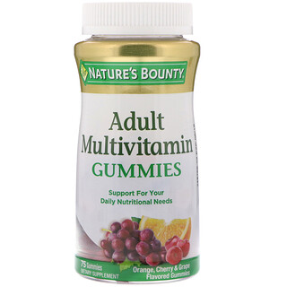 Nature's Bounty, Мультивитаминные жевательные конфеты для взрослых, вкусом апельсина, вишни и винограда, 75 штук
