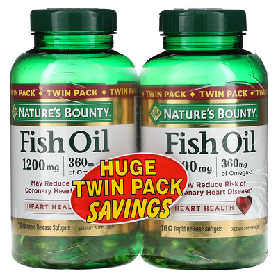

Nature's Bounty Fish Oil Twin Pack 1 200 mg 180 Rapid Release Softgels Each
