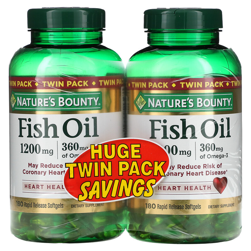 Nature's Bounty, Fish Oil Heart Health, Twin Pack, 360 mg, 180 Rapid