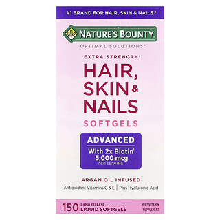Nature's Bounty, Optimal Solutions®, Păr, Piele și Unghii, 150 Capsule Gel Moi Lichide cu Eliberare Rapidă